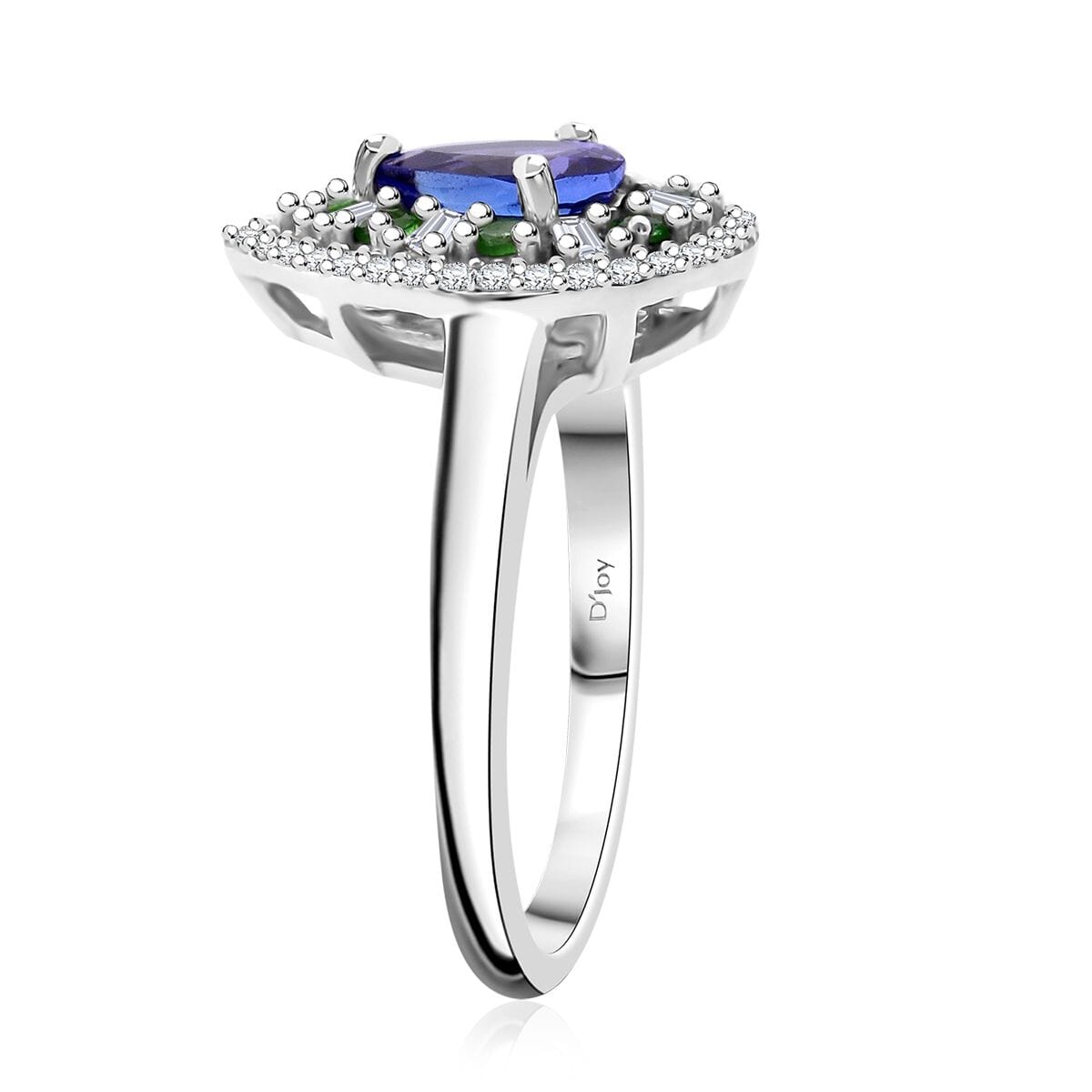 AAA Tanzanite and Multi Gemstone 1.25 ctw Teardrop Harmony Ring in Rhodium Over Sterling Silver (Size 7.0) image number 3