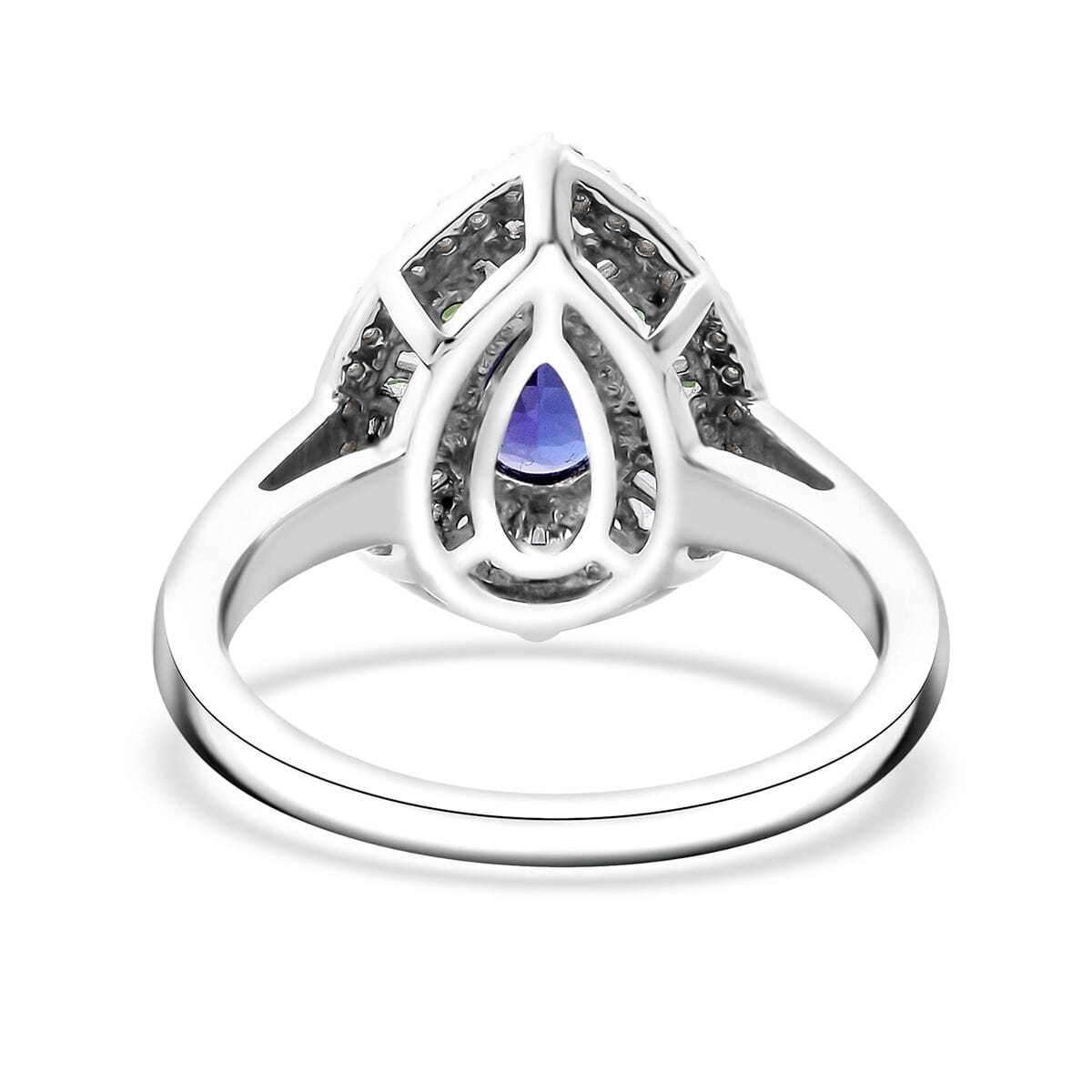AAA Tanzanite and Multi Gemstone 1.25 ctw Teardrop Harmony Ring in Rhodium Over Sterling Silver (Size 7.0) image number 4