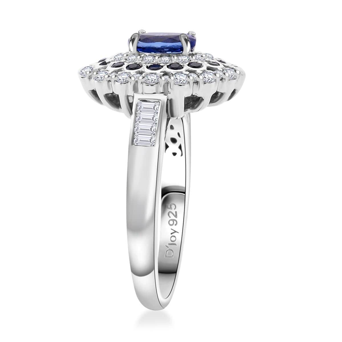 AAA Tanzanite and Multi Gemstone 1.90 ctw Regal Eclipse Ring in Rhodium Over Sterling Silver (Size 10.0) image number 3