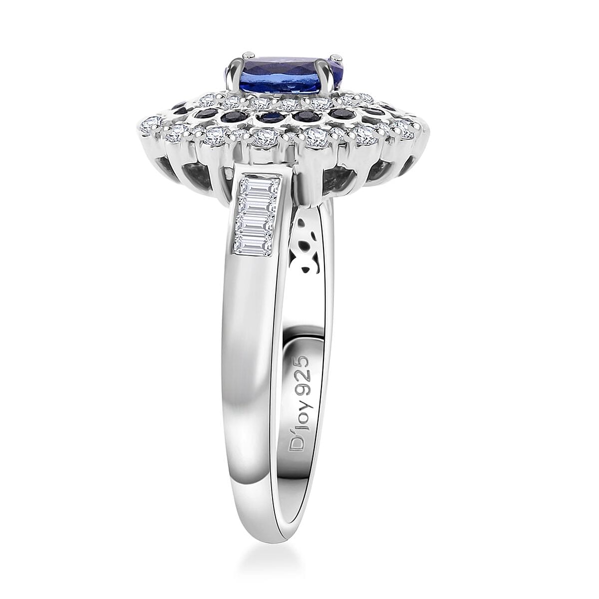 AAA Tanzanite and Multi Gemstone 1.90 ctw Regal Eclipse Ring in Rhodium Over Sterling Silver (Size 8.0) image number 3