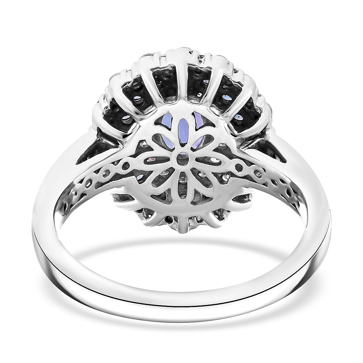 AAA Tanzanite and Multi Gemstone 1.90 ctw Regal Eclipse Ring in Rhodium Over Sterling Silver (Size 8.0) image number 4