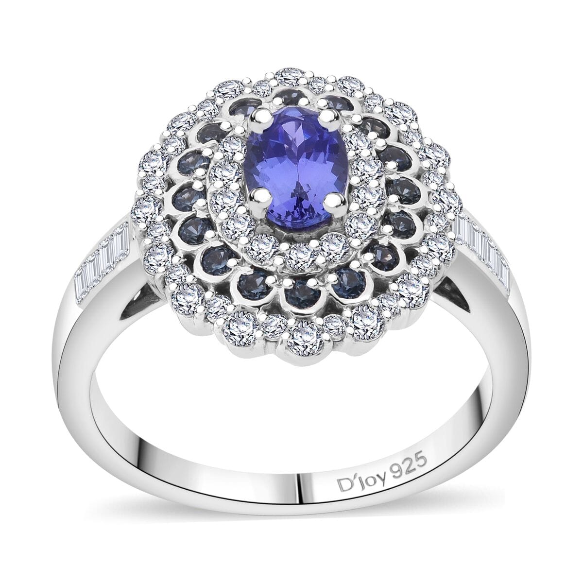 AAA Tanzanite and Multi Gemstone 1.90 ctw Regal Eclipse Ring in Rhodium Over Sterling Silver (Size 9.0) image number 0