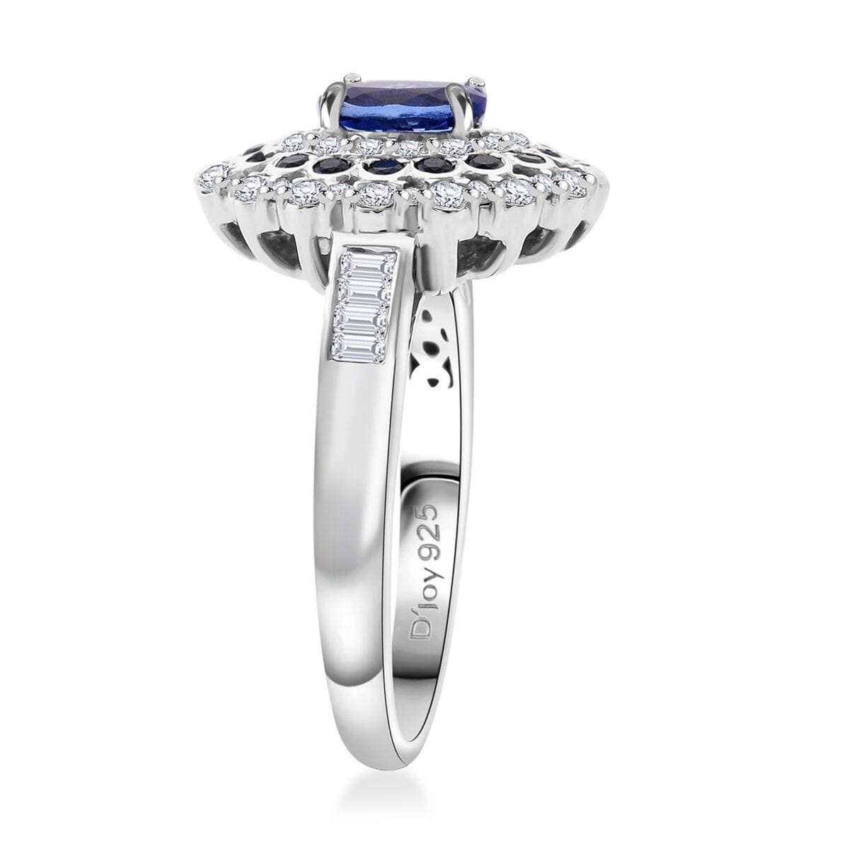 AAA Tanzanite and Multi Gemstone 1.90 ctw Regal Eclipse Ring in Rhodium Over Sterling Silver (Size 9.0) image number 3