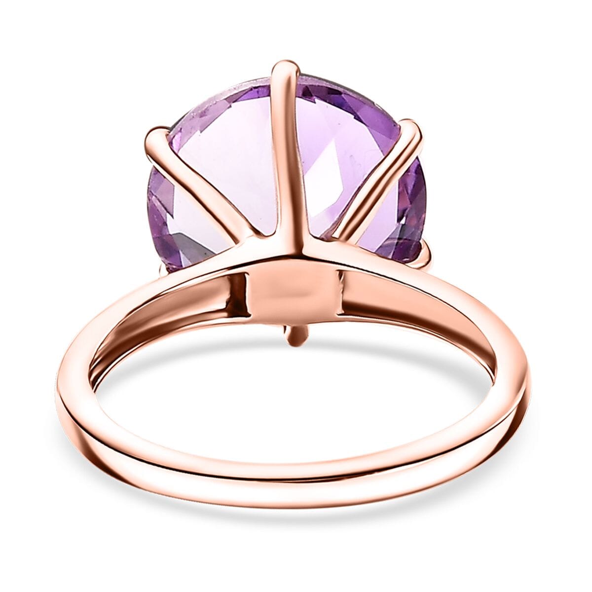 Rose De France Amethyst 5.85 ctw Solitaire Ring in 18K Vermeil RG Over Sterling Silver (Size 11.0) image number 4