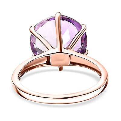 Pink Amethyst 5.85 ctw Solitaire Ring in 18K Vermeil Rose Gold Over Sterling Silver (Size 9.0)