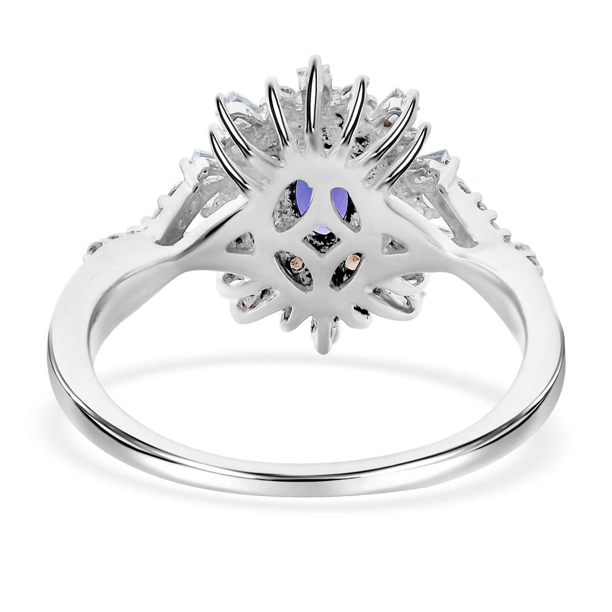 AAA Tanzanite and Multi Gemstone 1.00 ctw Infinity Bloom Ring in Rhodium Over Sterling Silver (Size 10.0) image number 4