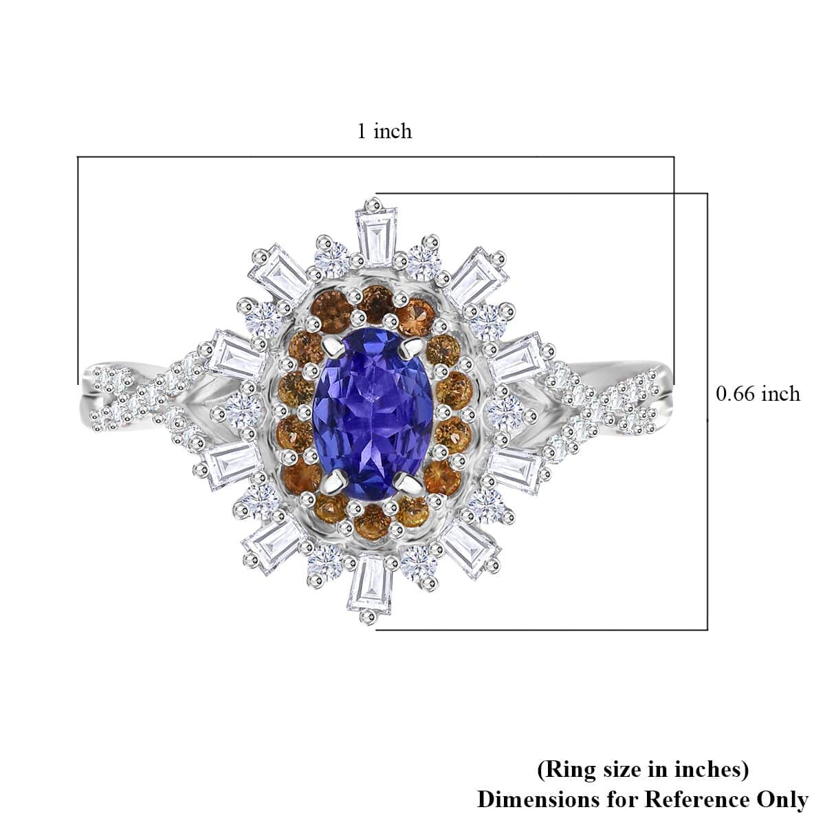 AAA Tanzanite and Multi Gemstone 1.00 ctw Infinity Bloom Ring in Rhodium Over Sterling Silver (Size 10.0) image number 5