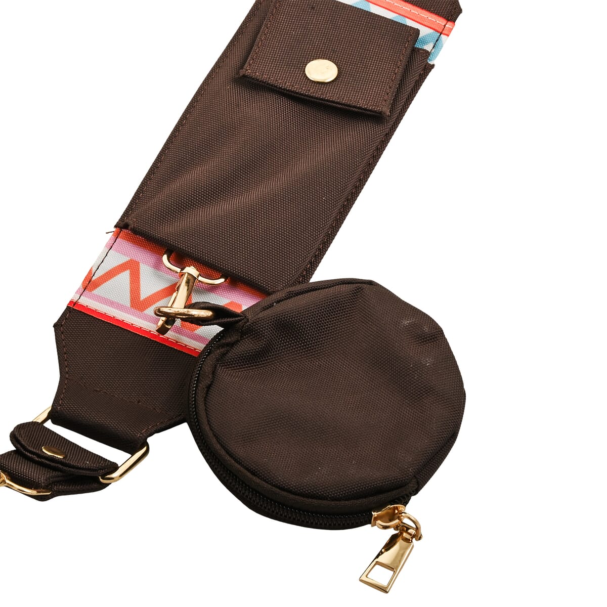 Dark Brown Intricate Tribal Pattern Pochette Belt Handbag with Flap Pocket image number 2