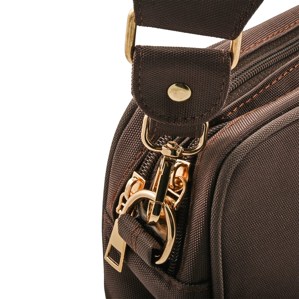 Dark Brown Intricate Tribal Pattern Pochette Belt Handbag with Flap Pocket image number 3