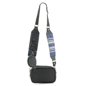 Black Intricate Tribal Pattern Pochette Belt Handbag with Flap Pocket