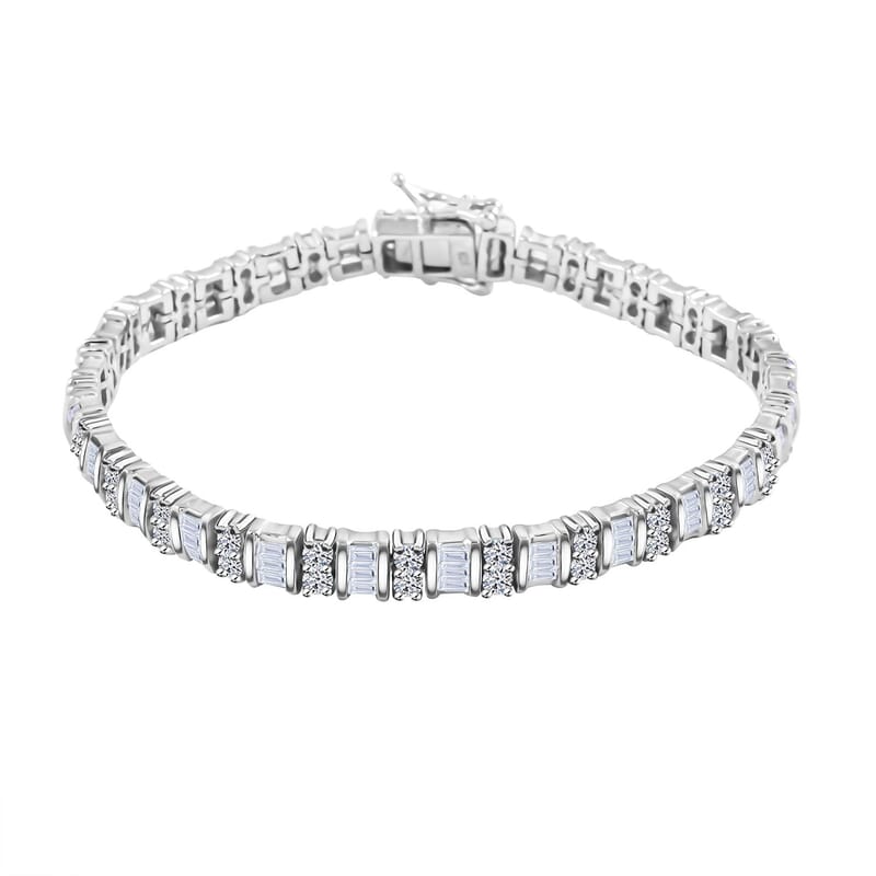 Luxuriant Lab Grown Diamond G SI 5.00 ctw Bracelet in Rhodium Over Sterling Silver (6.75 In)