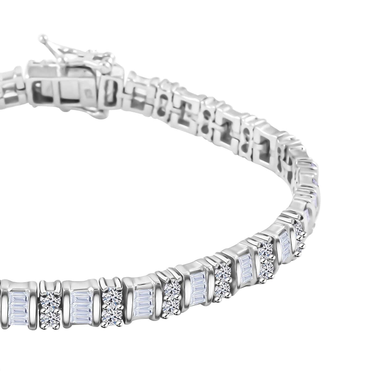 Luxuriant Lab Grown Diamond G SI 5.00 ctw Bracelet in Rhodium Over Sterling Silver (6.75 In) image number 3