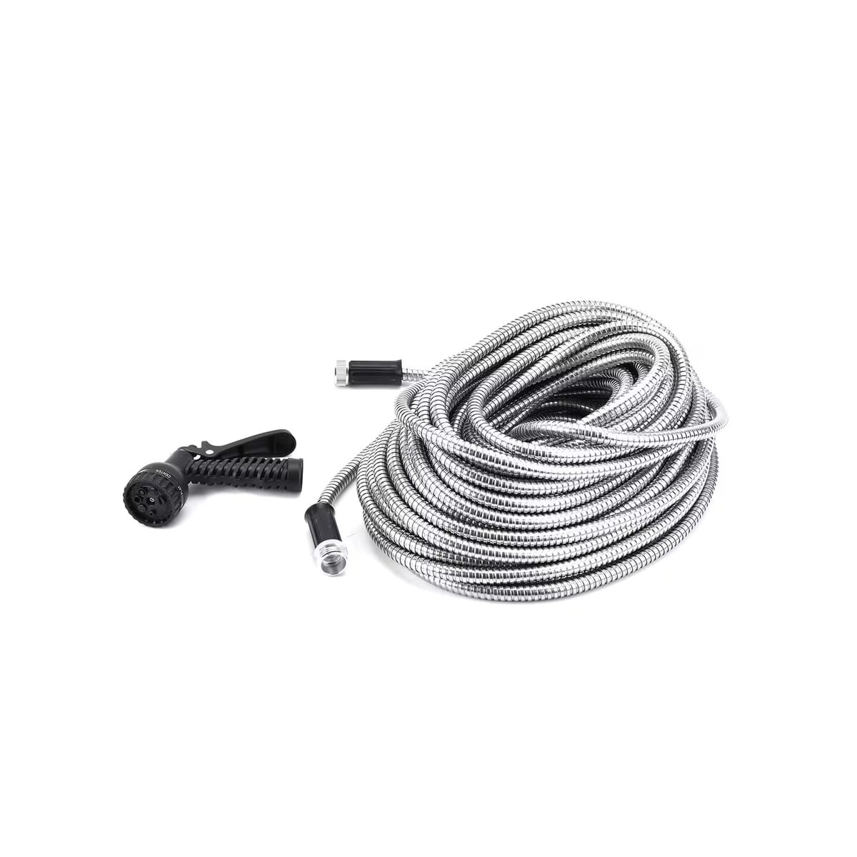 100ft Stainless Steel Water Hose Sprinkler with 7 Function Water Nozzle image number 0
