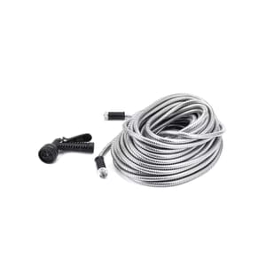 100ft Stainless Steel Water Hose Sprinkler with 7 Function Water Nozzle