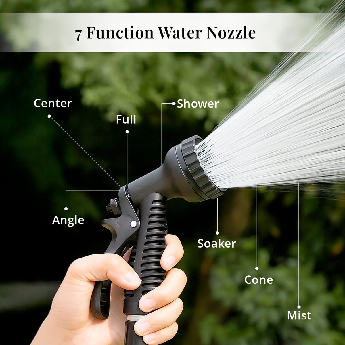 100ft Stainless Steel Water Hose Sprinkler with 7 Function Water Nozzle image number 2