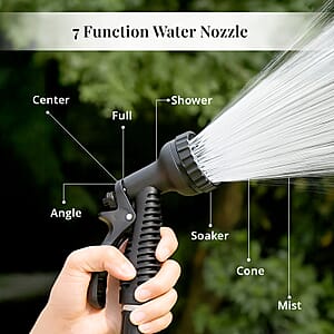 100ft Stainless Steel Water Hose Sprinkler with 7 Function Water Nozzle