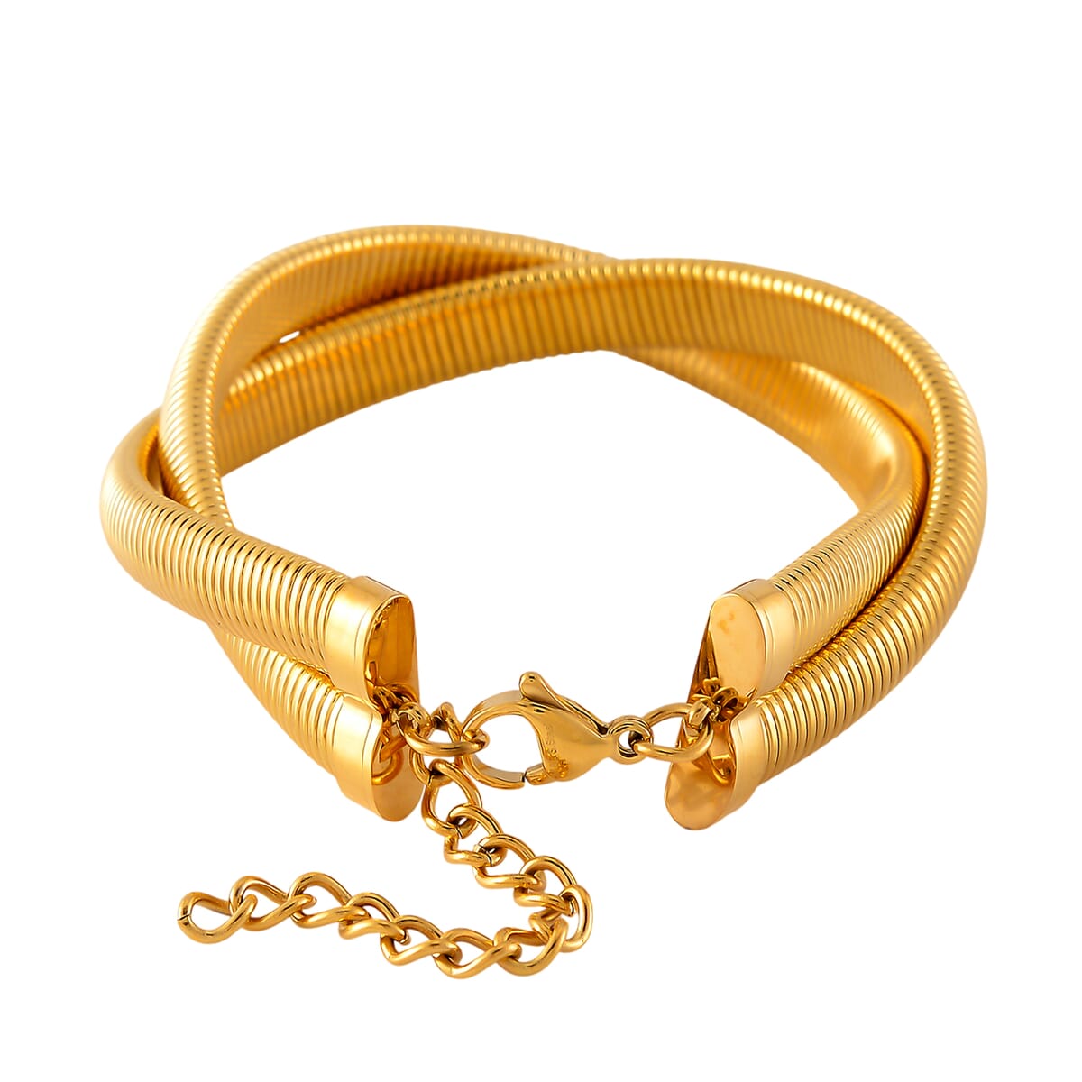 Wrap Texture Bracelet in ION Plated YG Stainless Steel (7.50-9.50In) image number 3