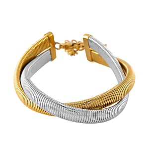 Wrap Texture 2 Row Bracelet in ION Plated YG and Stainless Steel (7.50-9.50In)