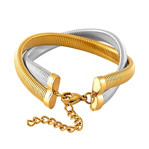 Wrap Texture 2 Row Bracelet in ION Plated YG and Stainless Steel (7.50-9.50In)