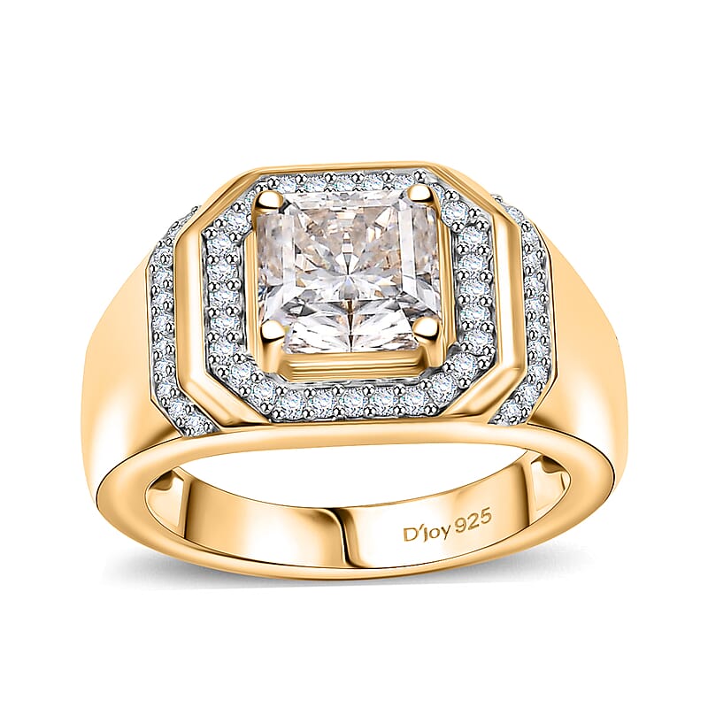 Squartuguese Cut Moissanite 3.30 ctw Men's Ring in 18K Vermeil Yellow Gold Over Sterling Silver (Size 10.0)