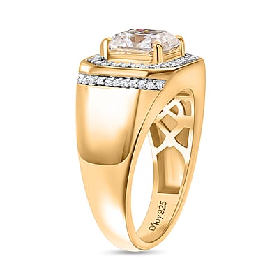 Squartuguese Cut Moissanite 3.30 ctw Men's Ring in 18K Vermeil Yellow Gold Over Sterling Silver (Size 10.0)