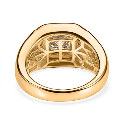 Squartuguese Cut Moissanite 3.30 ctw Men's Ring in 18K Vermeil Yellow Gold Over Sterling Silver (Size 10.0)
