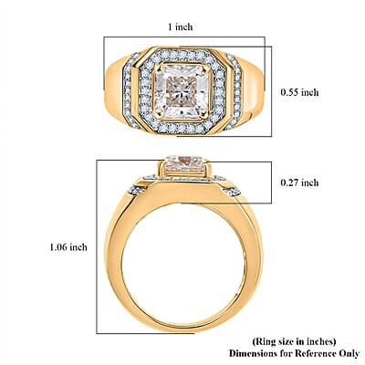 Squartuguese Cut Moissanite 3.30 ctw Men's Ring in 18K Vermeil Yellow Gold Over Sterling Silver (Size 10.0)