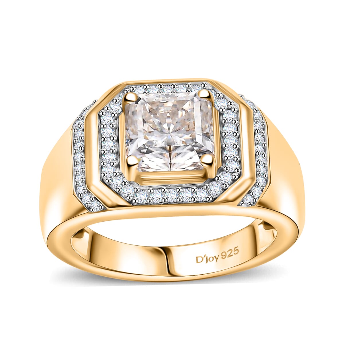 Squartuguese Cut Moissanite 3.30 ctw Men's Ring in 18K Vermeil Yellow Gold Over Sterling Silver (Size 14.0) image number 0