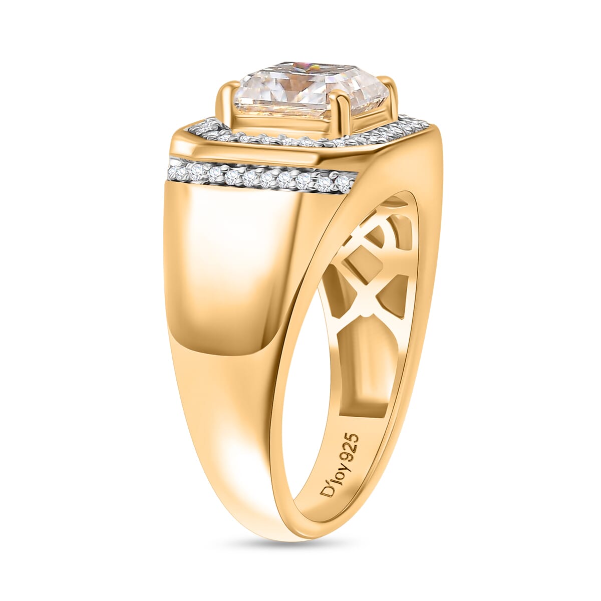 Squartuguese Cut Moissanite 3.30 ctw Men's Ring in 18K Vermeil Yellow Gold Over Sterling Silver (Size 14.0) image number 3
