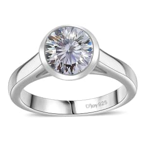 Crisantemo Cut Moissanite 1.85 ctw Solitaire Ring in Rhodium Over Sterling Silver (Size 10.0)