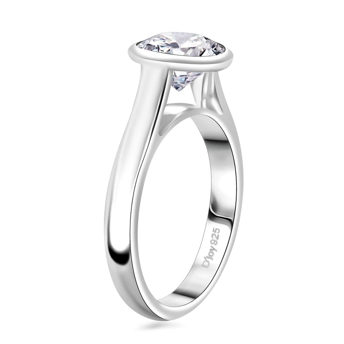 Crisantemo Cut Moissanite 1.85 ctw Solitaire Ring in Rhodium Over Sterling Silver (Size 10.0) image number 3