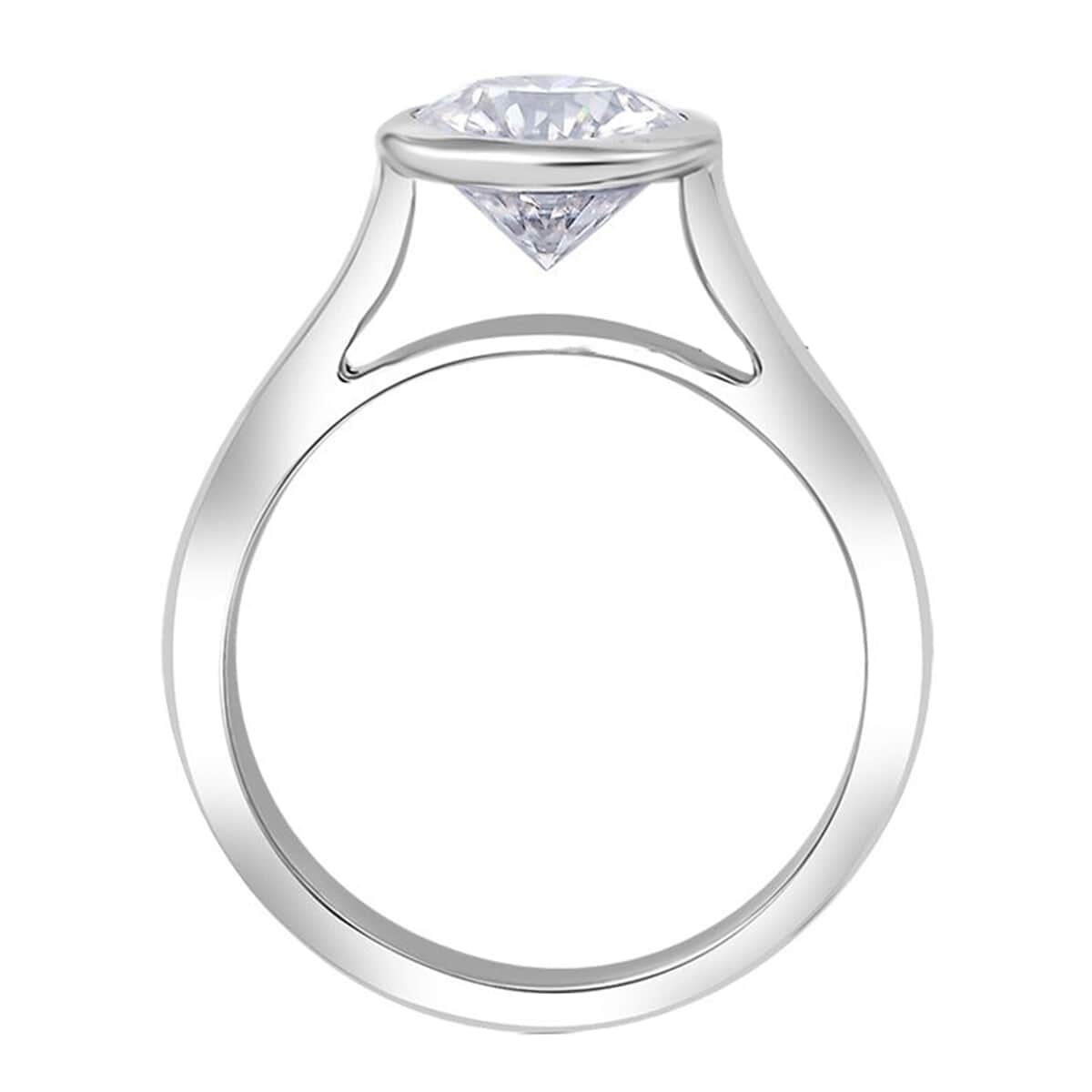 Crisantemo Cut Moissanite 1.85 ctw Solitaire Ring in Rhodium Over Sterling Silver (Size 10.0) image number 4