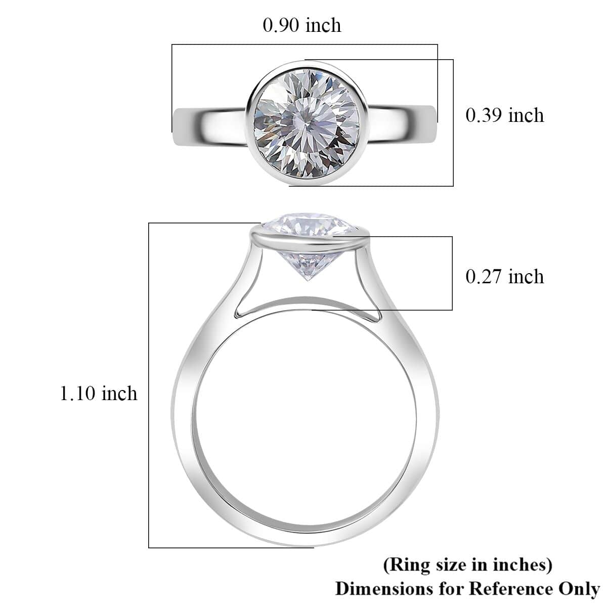 Crisantemo Cut Moissanite 1.85 ctw Solitaire Ring in Rhodium Over Sterling Silver (Size 10.0) image number 6