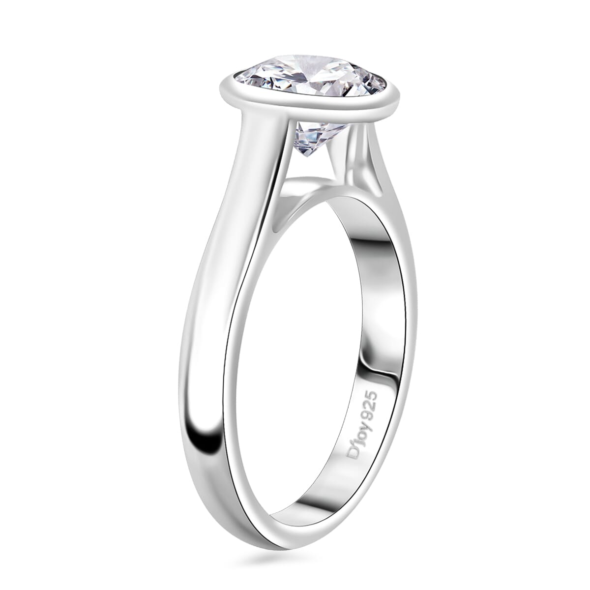 Crisantemo Cut Moissanite 1.85 ctw Floating Bezel Solitaire Ring in Rhodium Over Sterling Silver (Size 7.0) image number 3