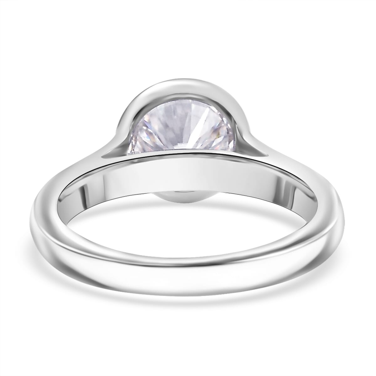 Crisantemo Cut Moissanite 1.85 ctw Floating Bezel Solitaire Ring in Rhodium Over Sterling Silver (Size 7.0) image number 4