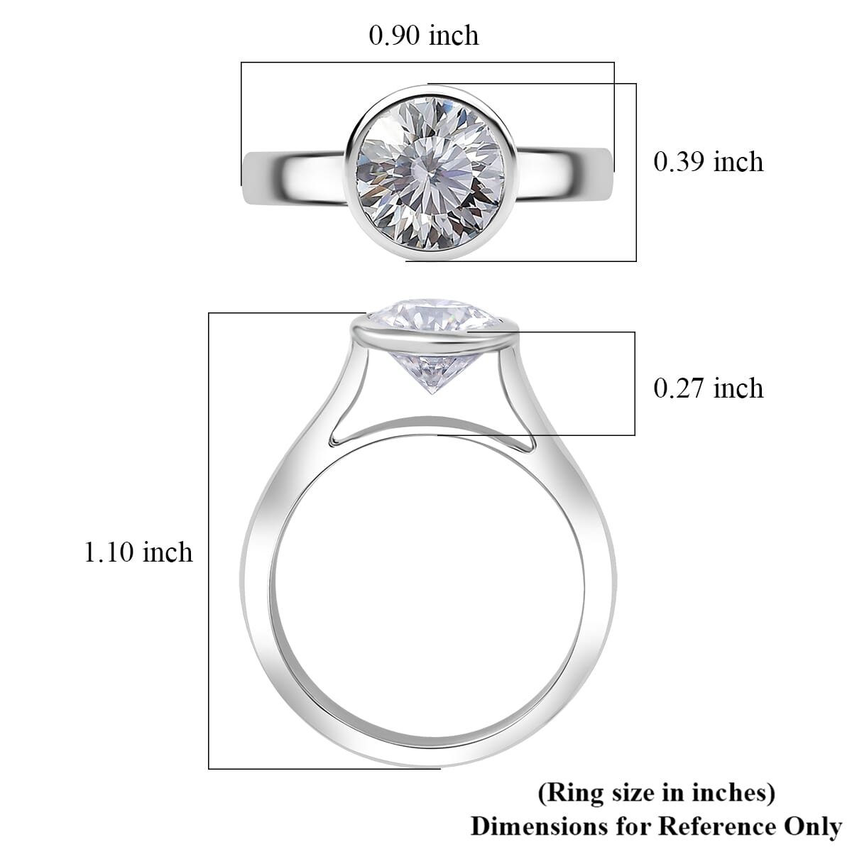 Crisantemo Cut Moissanite 1.85 ctw Floating Bezel Solitaire Ring in Rhodium Over Sterling Silver (Size 7.0) image number 5