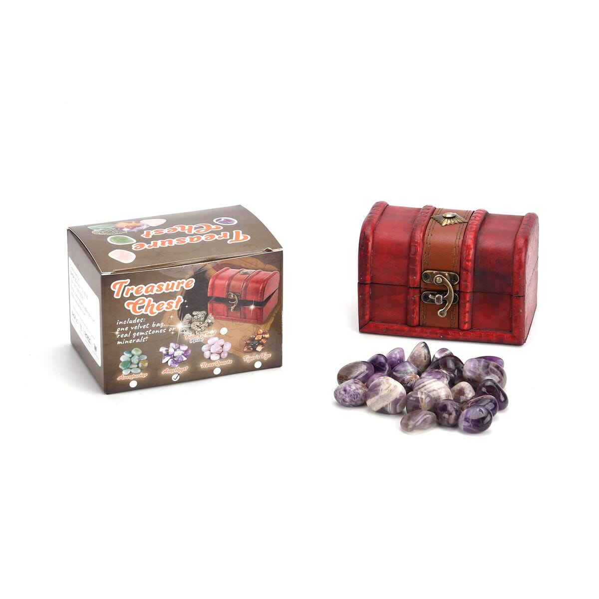 Amethyst Gemstone with Treasure Box and Drawstring Pouch 240-250g image number 0