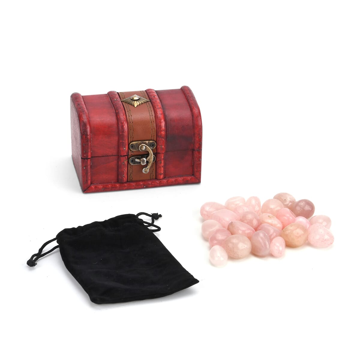 Rose Quartz Gemstone with Treasure Box and Drawstring Pouch 240-250g image number 7