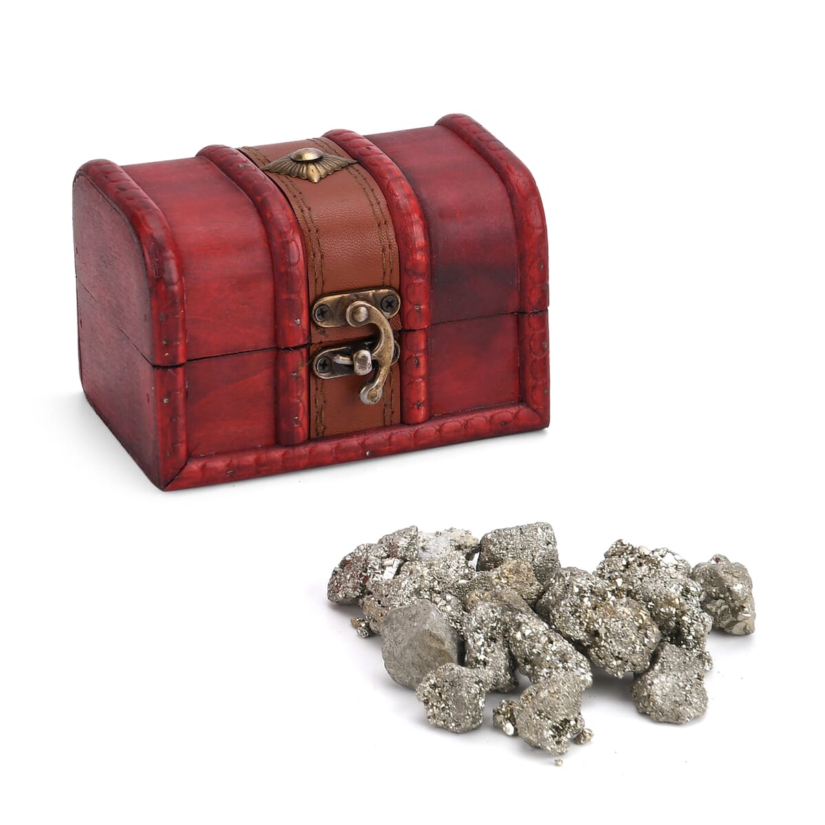 Pyrite Gemstone with Treasure Box and Drawstring Pouch 240-250g image number 2