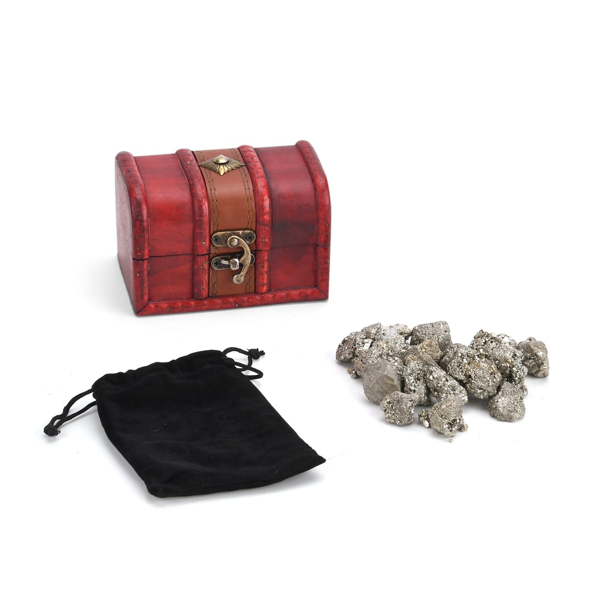 Pyrite Gemstone with Treasure Box and Drawstring Pouch 240-250g image number 7