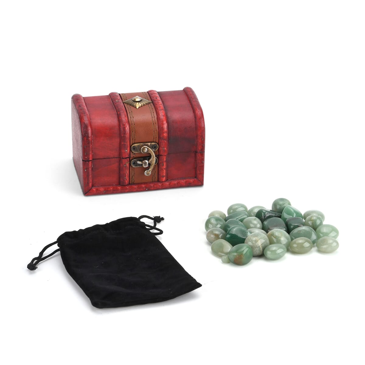 Green Aventurine Gemstone with Treasure Box and Drawstring Pouch 240-250g image number 7