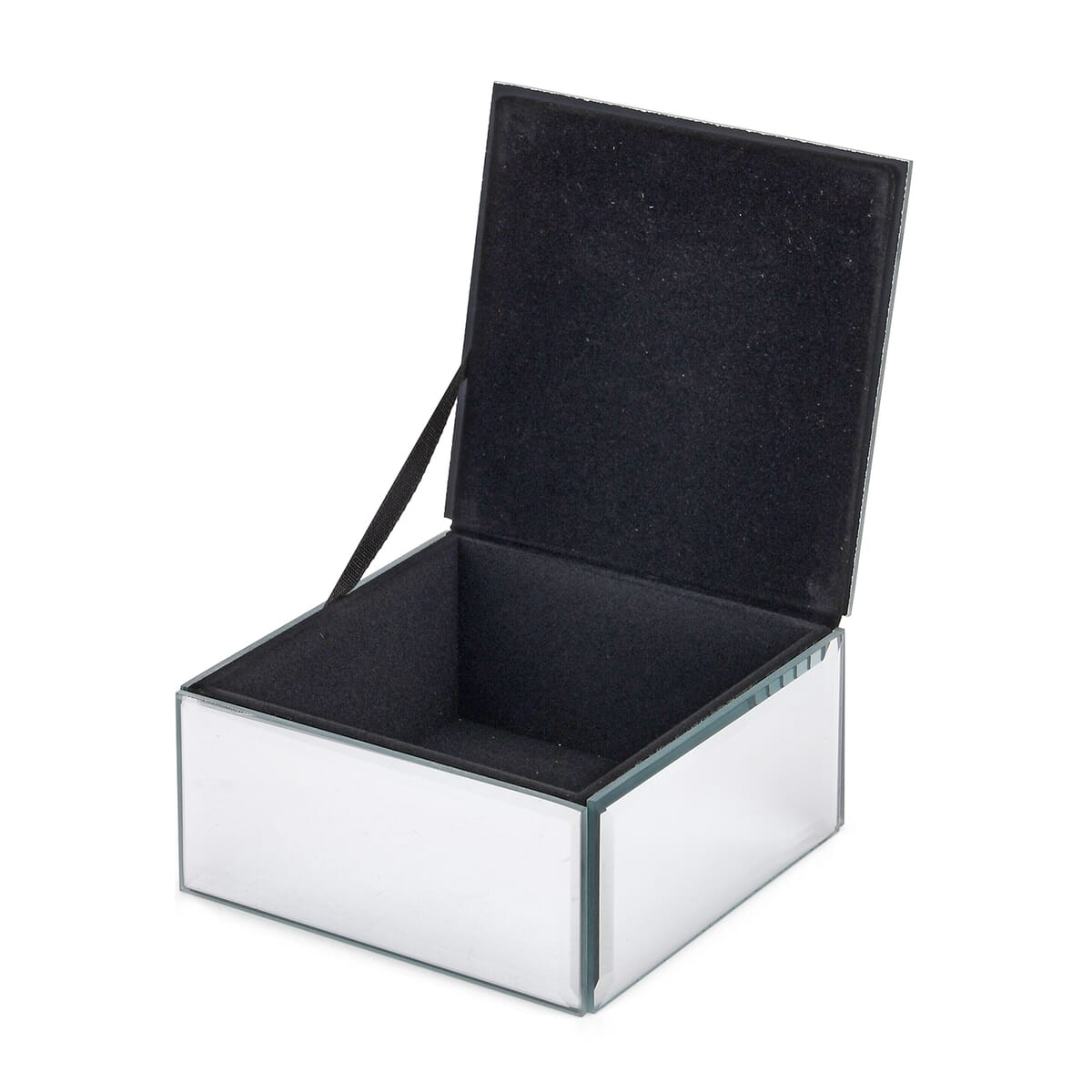 Square Glass Jewelry Box with Blue and Purple Crystal Floral on Top image number 3