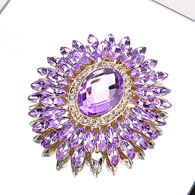 Livmore Square Glass Jewelry Box with Blue and Purple Crystal Floral on Top
