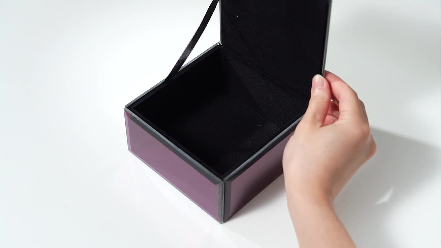 Square Glass Jewelry Box with Blue and Purple Crystal Floral on Top (4.72"x4.72"x2.95")