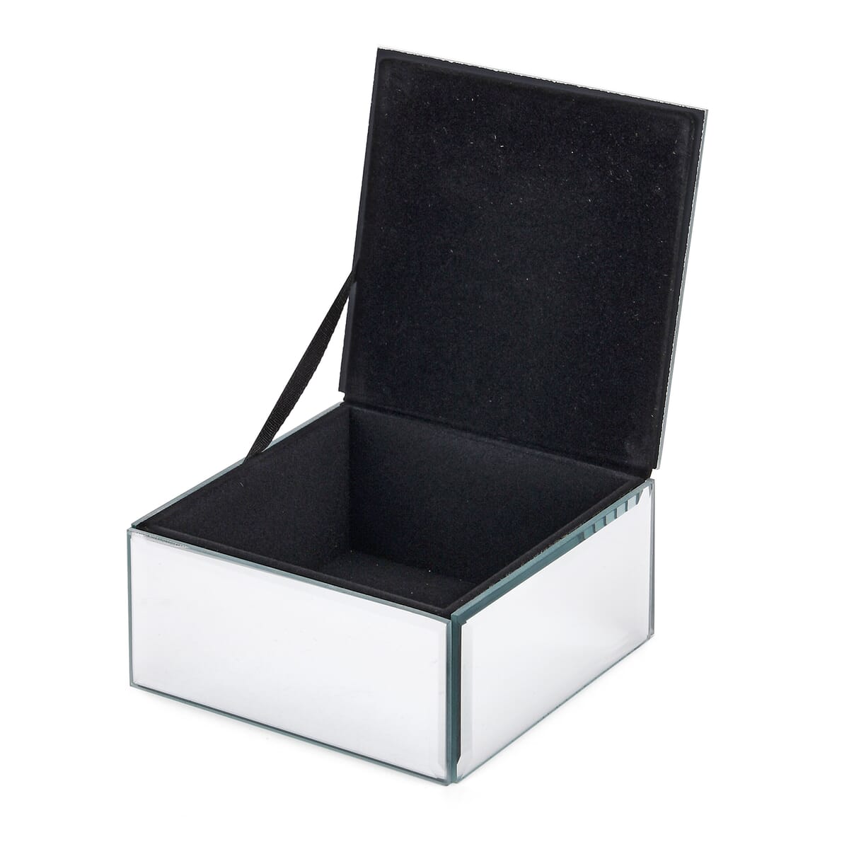 Square Glass Jewelry Box with Silver and Red Crystal Feather on Top image number 3