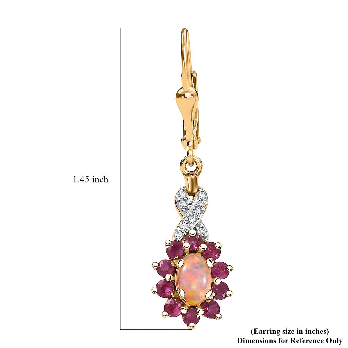 Premium Ethiopian Welo Opal and Multi Gemstone 1.60 ctw Sunburst Earrings in 18K Vermeil Yellow Gold Over Sterling Silver image number 5