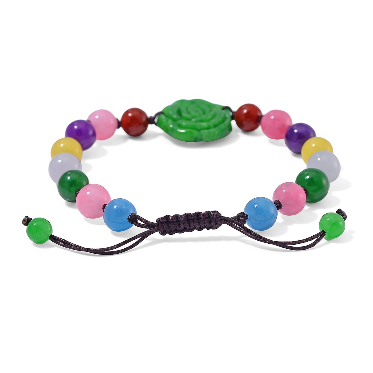 Multi Burmese Jade Beaded Bracelet with Flower (6-9In) 105.00 ctw image number 4