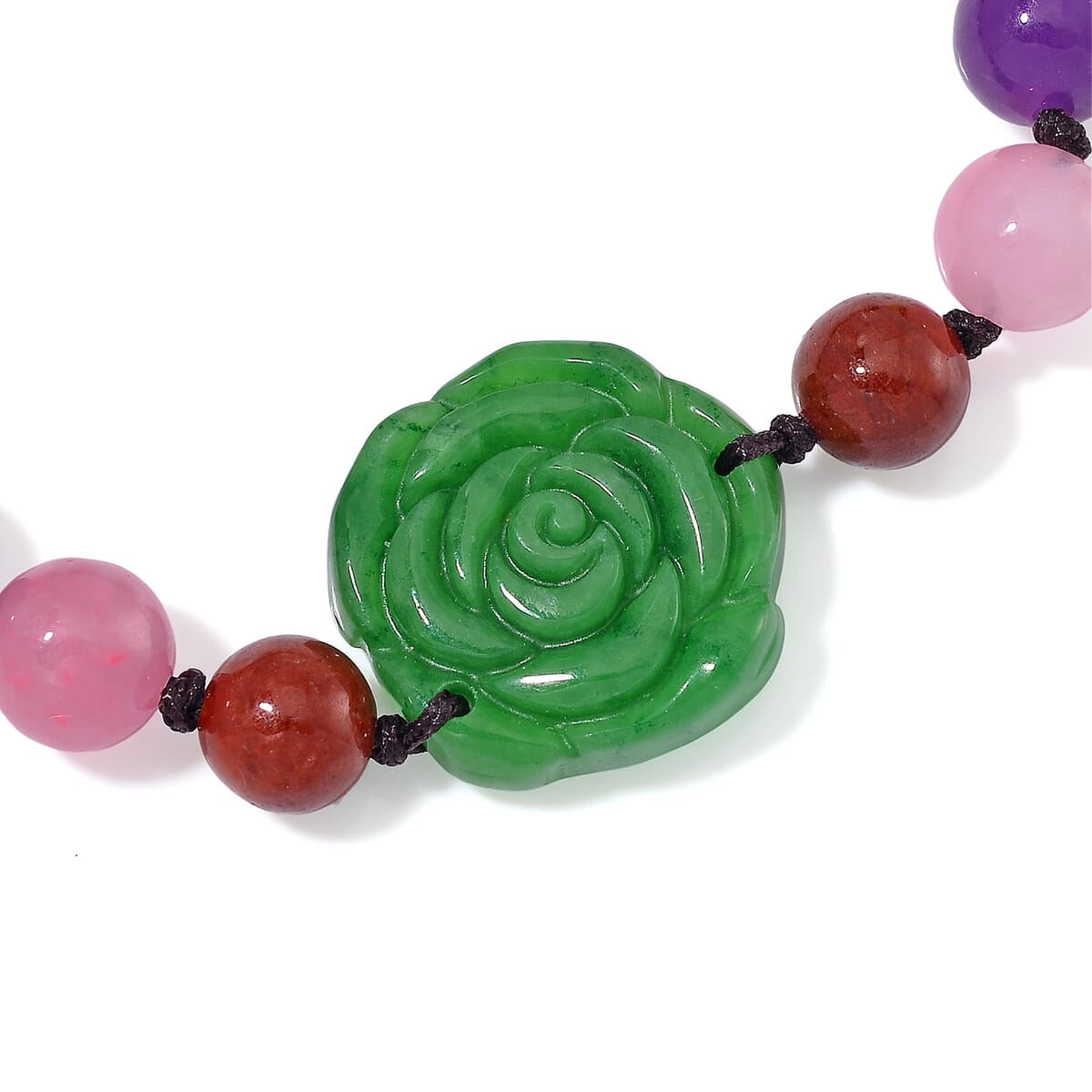 Multi Burmese Jade Beaded Bracelet with Flower (6-9In) 105.00 ctw image number 5