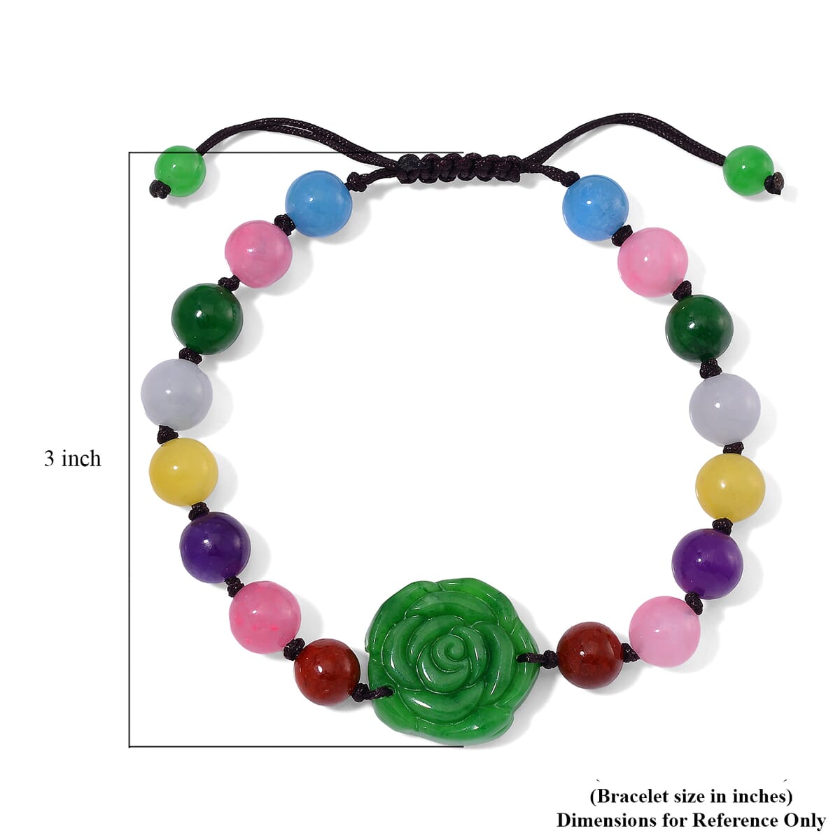 Multi Burmese Jade Beaded Bracelet with Flower (6-9In) 105.00 ctw image number 7