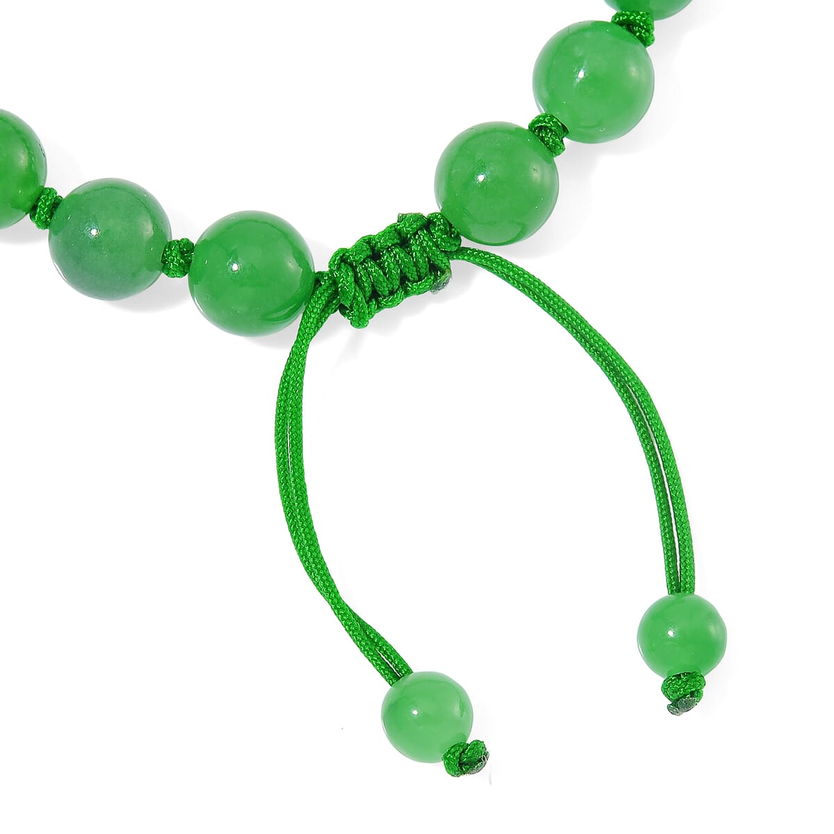 Green Burmese Jade Beaded Bracelet with Flower (6-9In) 105.00 ctw image number 6